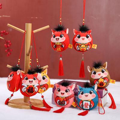 Plush Horse Keychain Zodiac Horse Plush Pendant Soft Lucky Pony Figurine Home Decor Red Tassel Decoration for Chinese New Year
