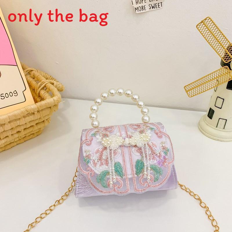 Childrens Cute Princess Crossbody Bag With Artificial Pearl Decoration And Embroidery Design For Daily Use
