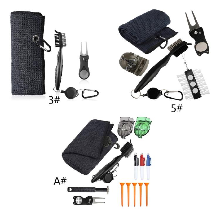 Multi-in-1 Golf Club Cleaning Set and Pitch Repair Tool Accessory for Golf Bag
