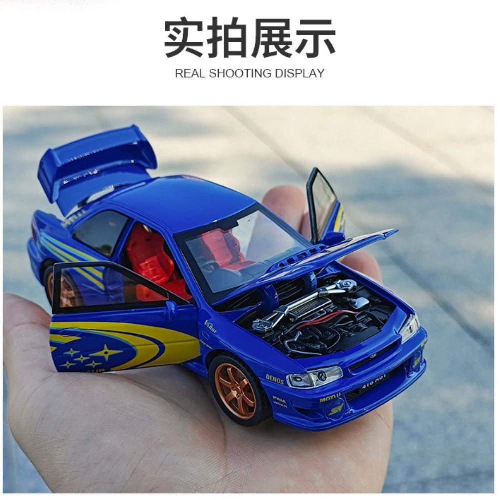 1:32 Impreza Wrx Sti Model Toy Sports Cars Alloy Diecast Miniature Supercars Sound Light Doors Opened Pull Back For Kids Gift