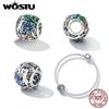 WOSTU 925 Sterling Silver Jungle Secret Rabbit Flower Charm Bead Pendant Fit Original Bracelet Necklace For Women Jewelry