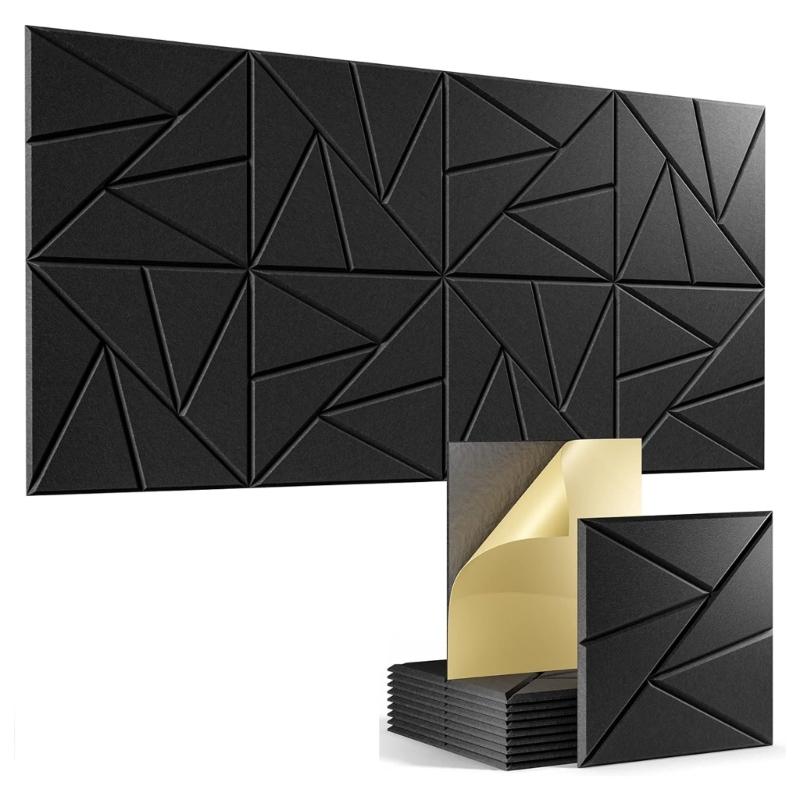 Pack of 12 Square Foam Panels Soundproof Wall Panels Acoustics Tiles Polyester Texture Perfect for Studios Bedroom Wall