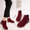 Autumn and winter new velvet Martin boots side zipper short boots low heel low tube student college style