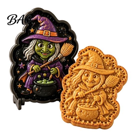 Halloween Cookie Cutters for Pastry Mini Pie Press Mold, Hand Cutter Holiday Baking, Molds Baking Party DIY Dessert Tool, Non-Stick Mold Kids Kitchen