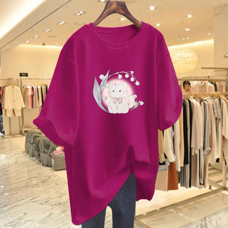 New Summer Cotton Short-sleeved T-shirt Women's Summer New Cartoon Printed Bottoming Shirt Top