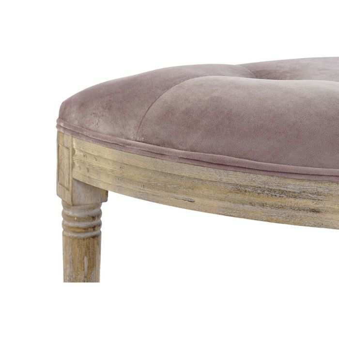 Lavice - DKD Home Decor - Samet a dřevo hevea - Růžová/přírodní - Klasický styl - Snadná montáž