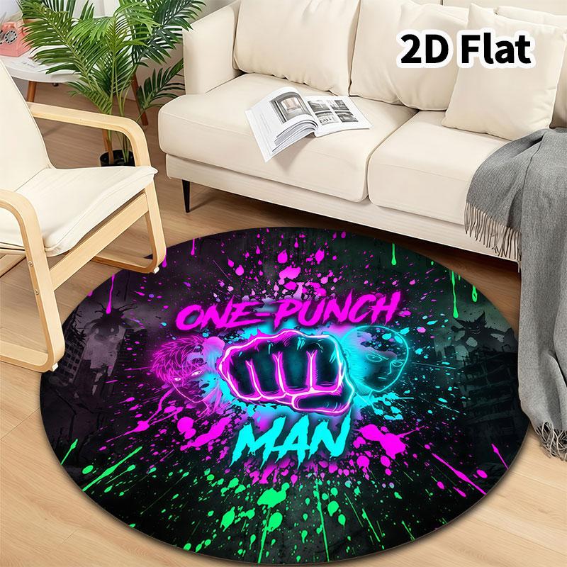 Onepunch Man Round Area Rug Carpet Rug For Living Room Bedroom Sofa Playroom Decor Nonslip Floor Mat