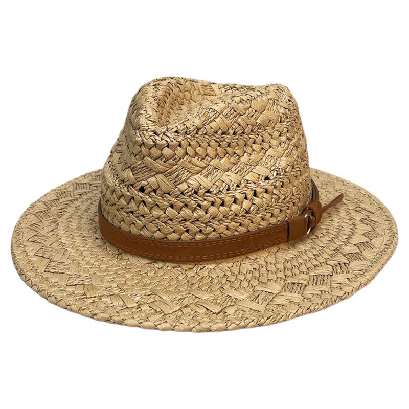 Wide-Brimmed Top Hat For Men And Women In Summer, Hand-Woven Hollow Breathable Straw Hat, Outdoor Outing, Sun Hat, Vacation Wind