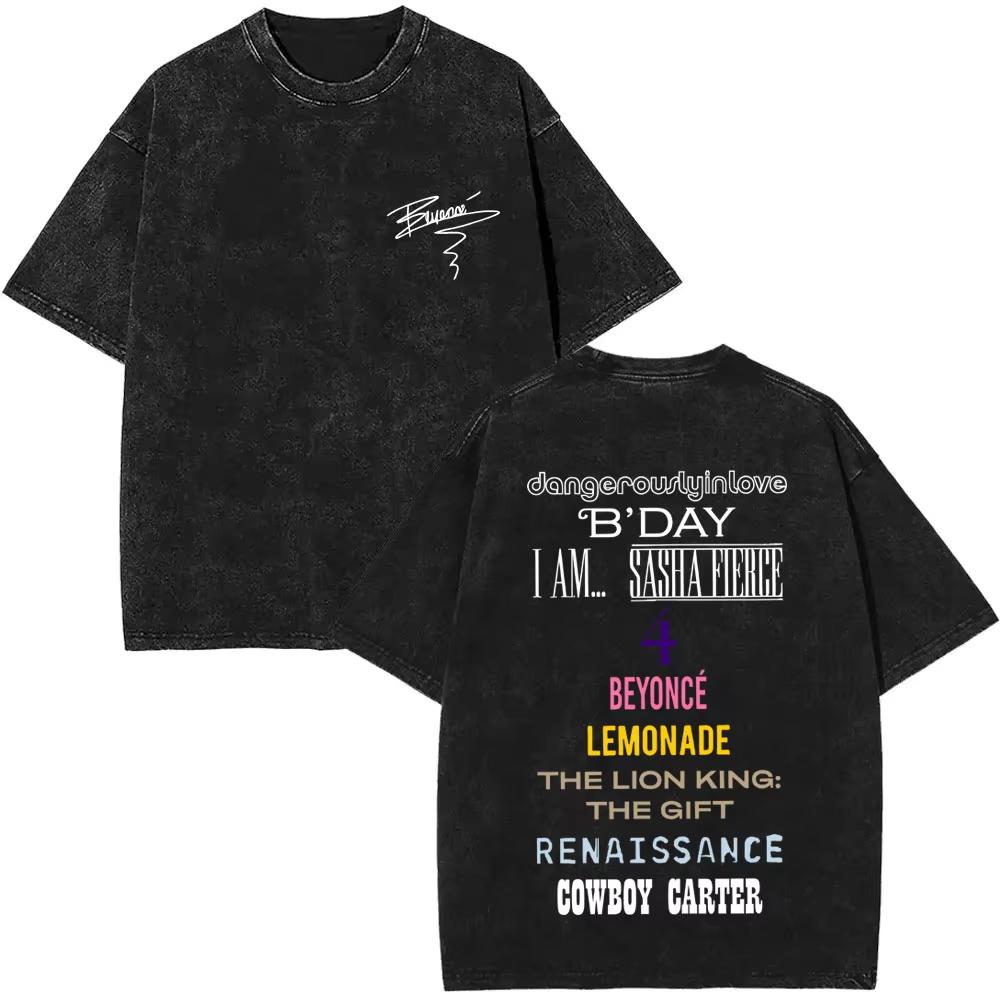 Retro Tvättad Beyonce Renaissance Världsturné T-shirt Album Konsert Musik T-shirts Herr Dam Vardaglig Bomull Vintage T-shirts