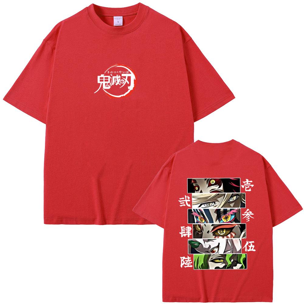 Anime Demon Slayer Kokushibo Douma Akaza Hantengu Gyokko Giyuutarou Potisk Očí Pánské Dámské Ležérní Bavlněné Vintage Tričko