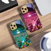 Färgglad stensjöstrand För IPhone 16 16Pro Max 15 P ro 14 13 Plus 12 Mini 11Pro Max XS Max XR Guld härdat glas mobilskal