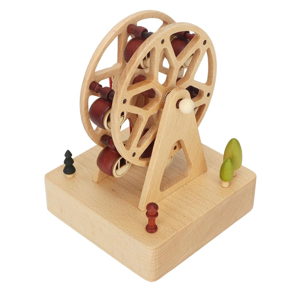 Wooden Musical Box Beech Ferris Wheel Model Handmade Music Box Gift for Christmas Birthday