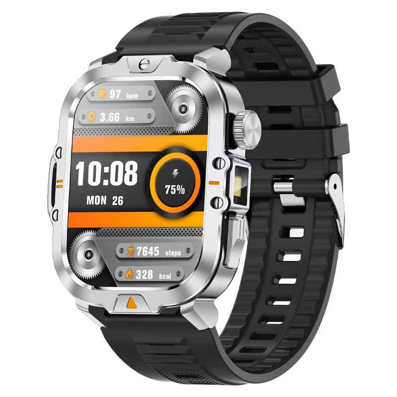 

Новые мужские смарт-часы 2025 года с 2,01-дюймовым HD-экраном, фонариком, для занятий спортом на открытом воздухе, водонепроницаемые IP68, с монитором здоровья, для звонков Silicone Belt серебряный