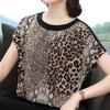 Short-sleeved T-shirt Women's Leopard Print Top Summer Women's Lose Slim Fashion Ice Silk Bottoming Shirt Women