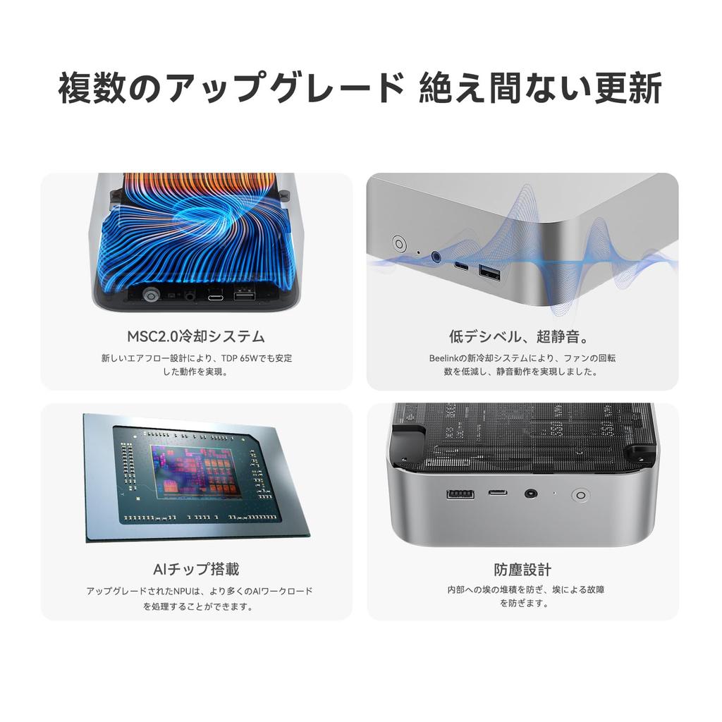 Beelink SER8 Ryzen 7 Mini 8845HS Up To 32GB DDR5 RAM 1TB SSD AMD Radeon 780M Small Pc Supports 4K Display Pc, 5.1GHz(8C/16T), M.2 PCIe4.0 display/WiFi