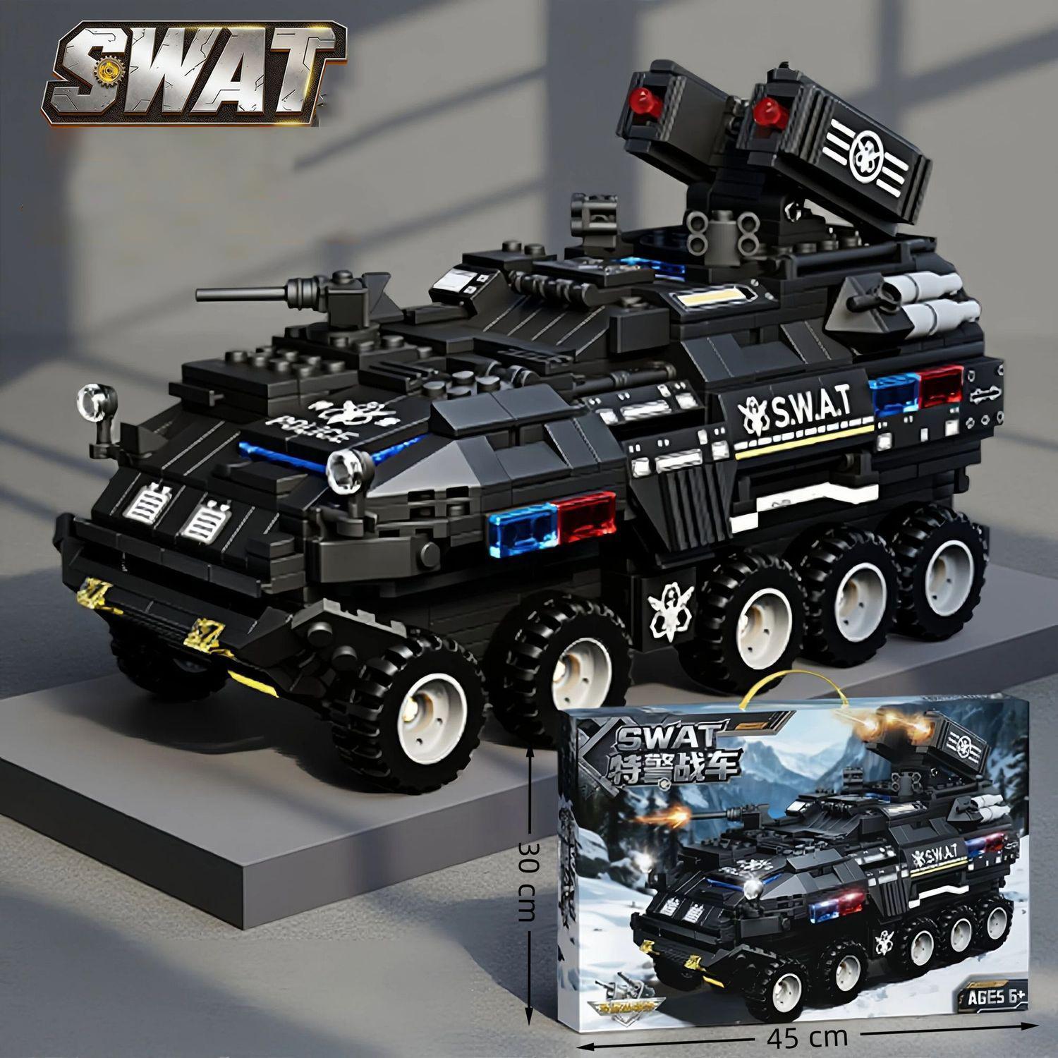 1000PCS building blocks black police car building blocks, adult high-difficulty building , Black Friday/Christmas/Birthday gift