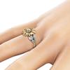 Fashionable Female Copper Engagement Round Sunflower Ring with Zircon Decoration 6#