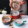 Ceramic Hand Painted Handle Bowl Creative Cartoon Breakfast Salad Bowl With Handle Gratin Bowl Baking Bowl Breakfast Bowl