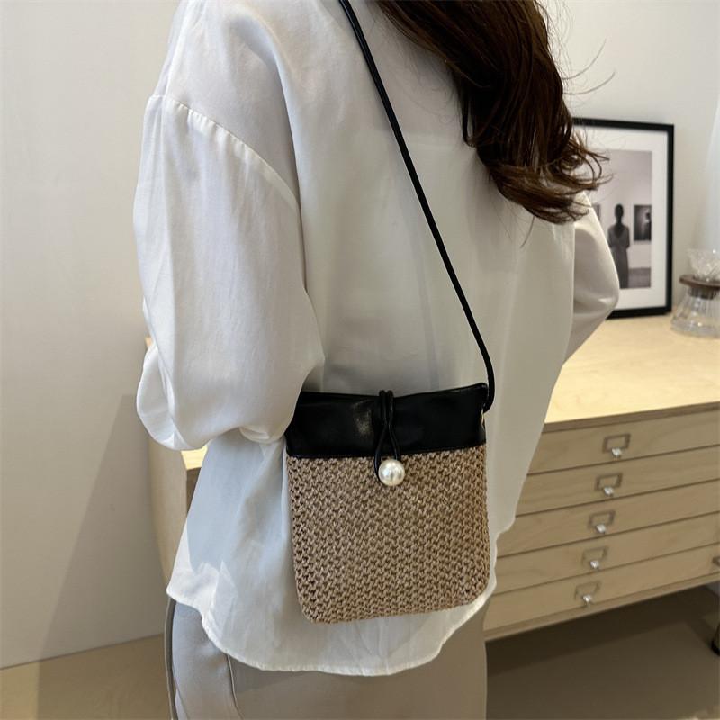 Fashionable Woven Street Style Crossbody Bag With Phone Pocket In Black Or Brown