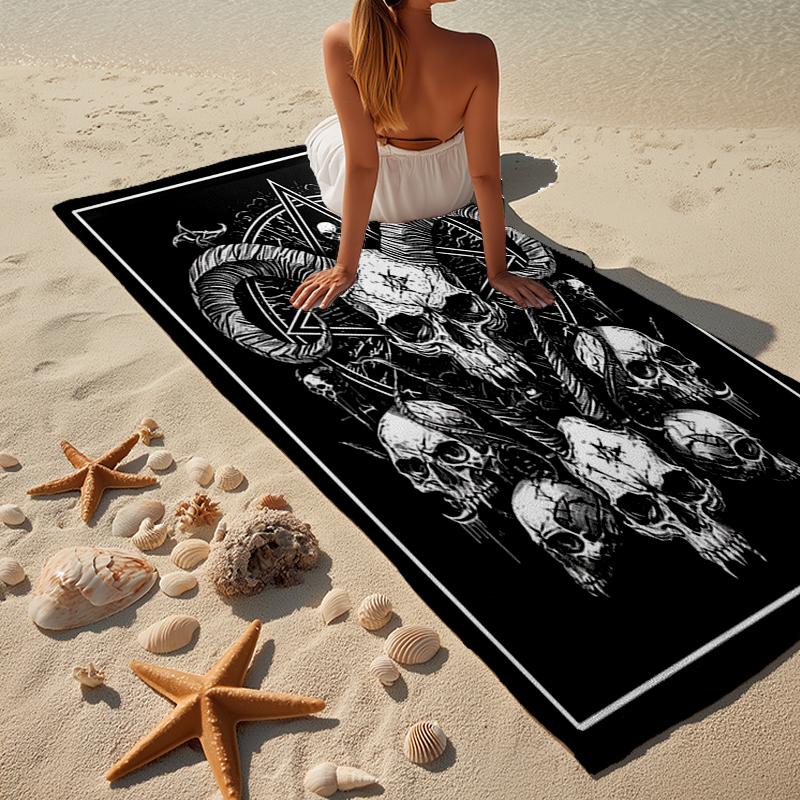 Totenkopf Gotischer Ziegenkopf Strandtuch, Super Weiche Mikrofaser, Geschenk für Sie/Ihn, Geburtstag, für Pool, Strand, Reisen, Heimdekoration Fan Geschenke