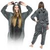 Warm men's kigurumi pajamas onesie raccoon one-piece zip-up s Gray raccoon Onesie Costume - S