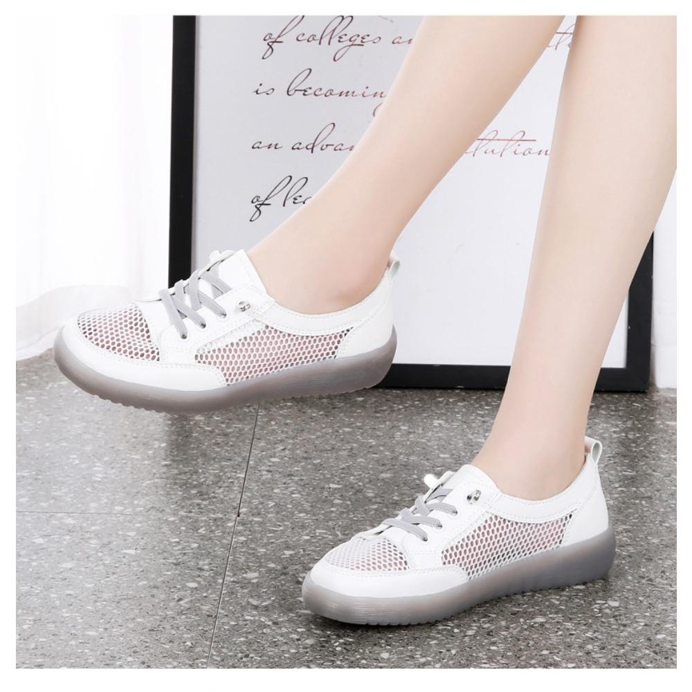 Prodyšné síťované sportovní dámské boty s plochou podrážkou na jaro a léto