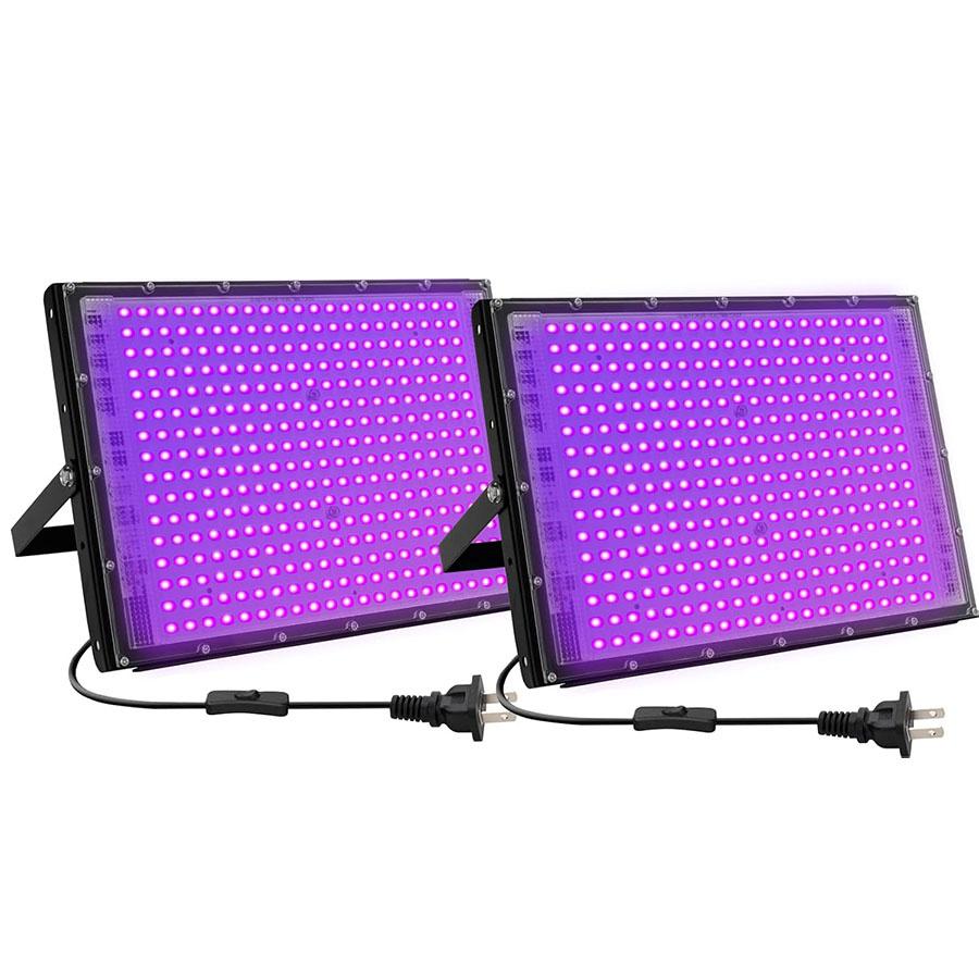 1/2 Pack 400W UV LED Black Lights 395nm To 410nm Outdoor Flood Blacklight Light IP66 Waterproof for Glow Dance Party Stage Decor