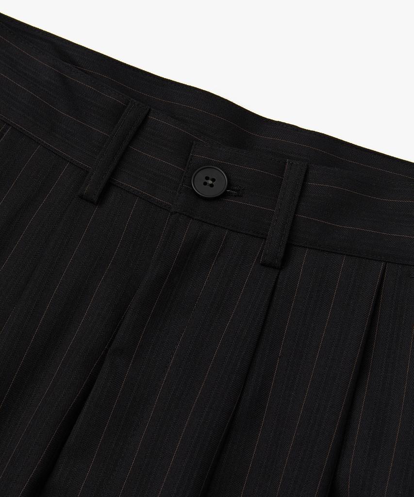 COFWI Melsa Double-Pleat Striped Wide Slacks Black