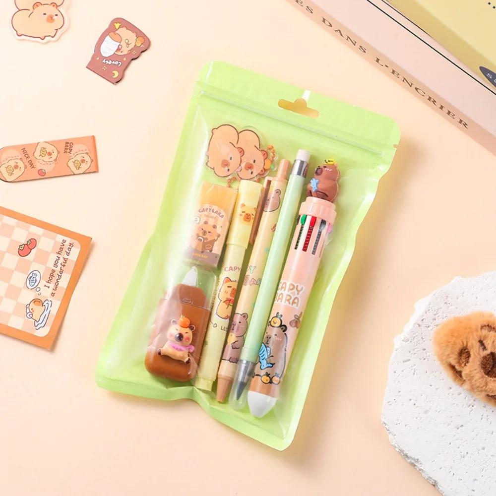 New Durable High Quality Portable Multi-functional 7-in-1 Stationery Set Butter Bear Kit Ballpoint Pen Portable Gel Pen Gift