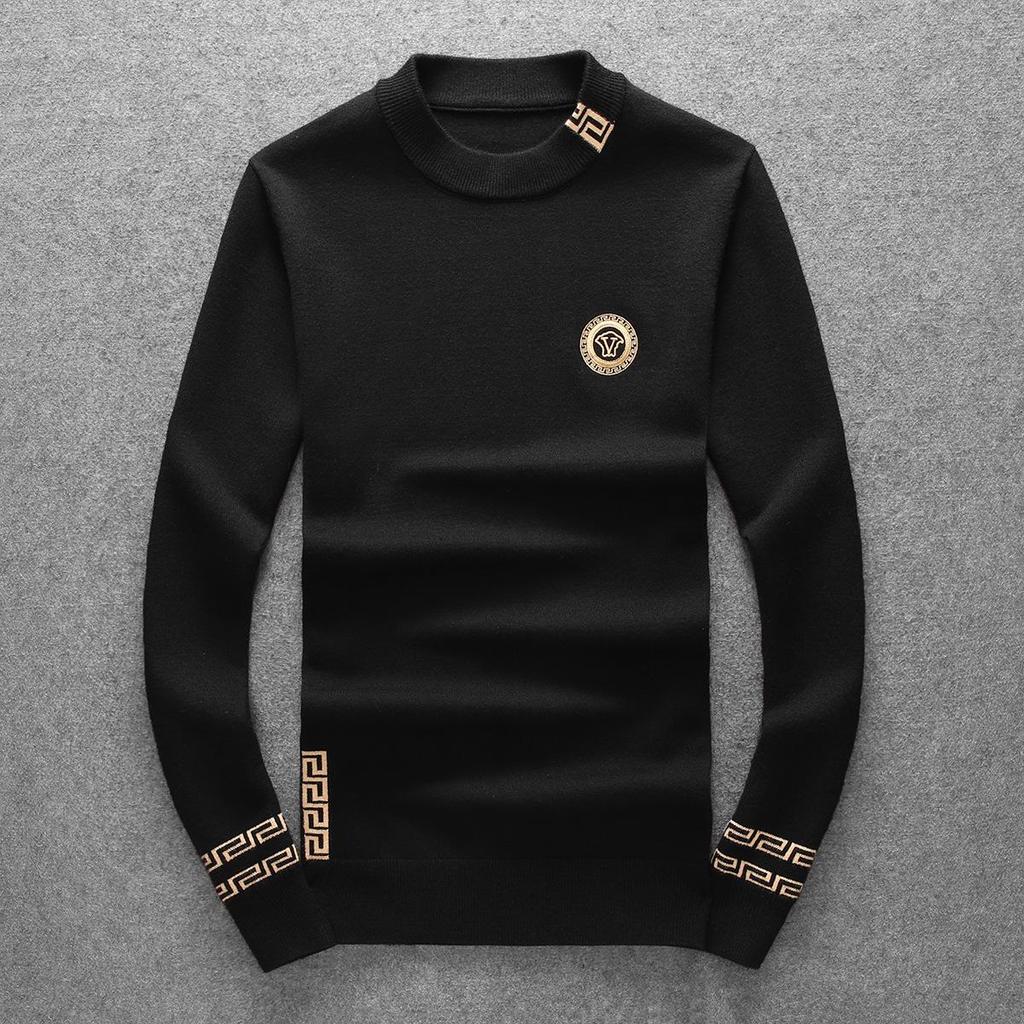 European Trend: Men's Embroidered Wool Sweater - Autumn/Winter Long Sleeve Knit Pullover