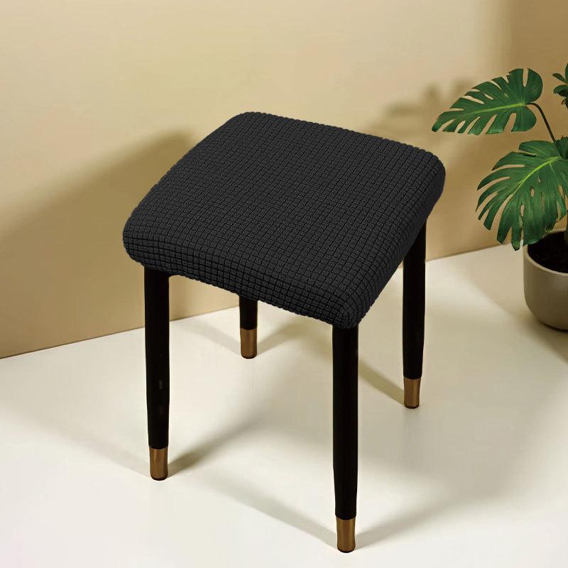 Jacquard Square Stool Covers Elastic Dust-proof and Anti-slip Stretch Chair Cover Solid Color Geometric Pattern Seat Cover
