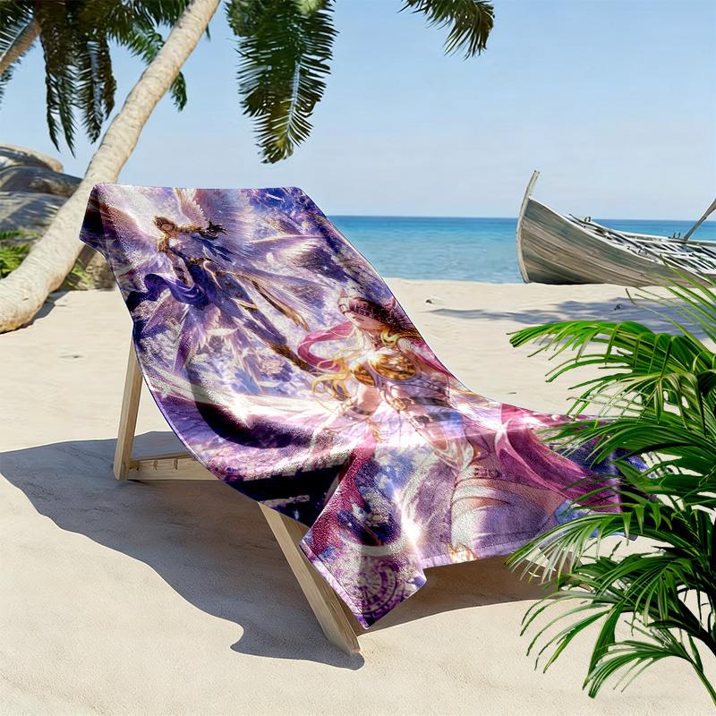 Angewomon Print Beach Towel, Large Soft Quick Dry Towel for Beach Camping Swimming