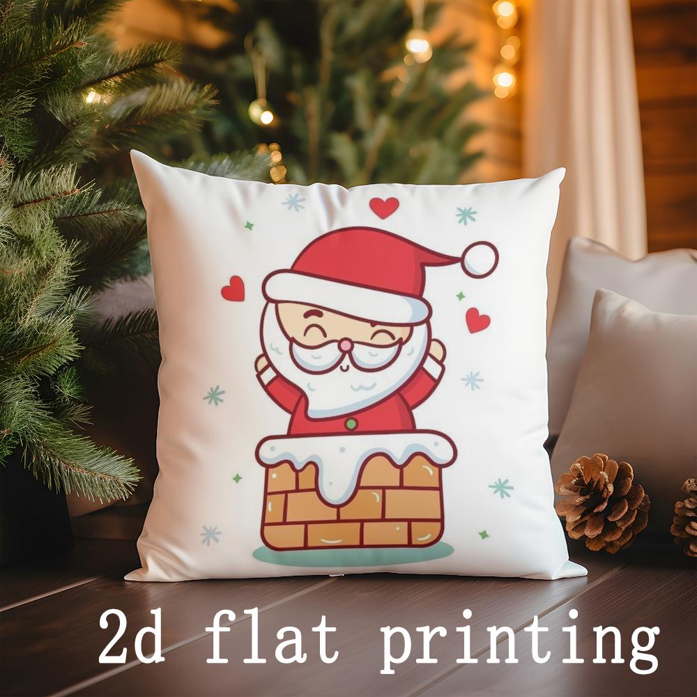Home Decor Santa Claus Pattern Throw Pillow Suitable For Sofa Bedroom Car Pillow Cover Cushion Rectangular Back Cushion