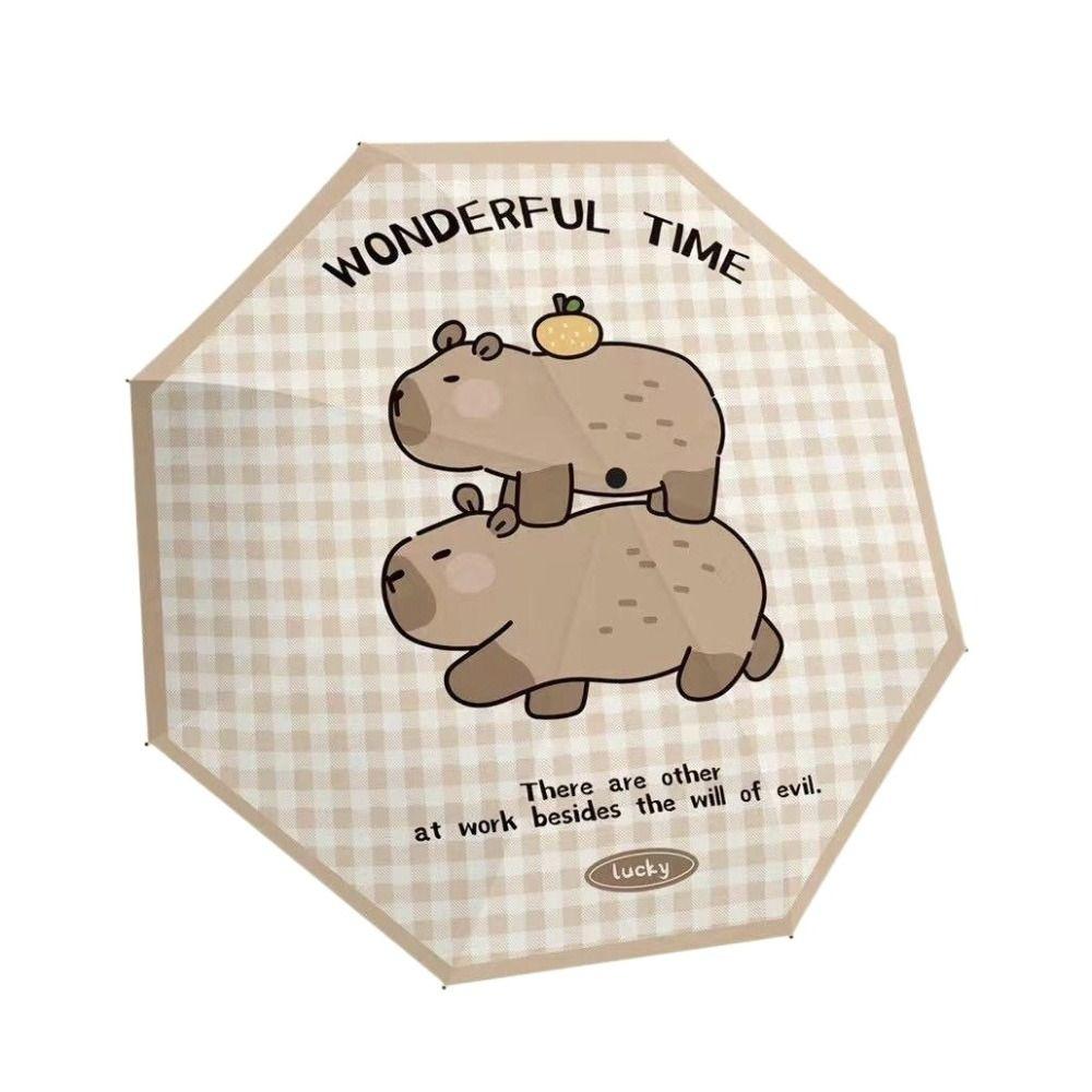 Anti-UV Capybara Automatischer Regenschirm Leichtgewicht Cartoon Faltbarer Sonnenschirm Outdoor