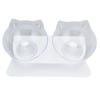 15 degrees  Inclined Cat Double Bowl Neck Guard Pet Feeding Bowl for Home Pet Shop Living Room(White Base Transparent