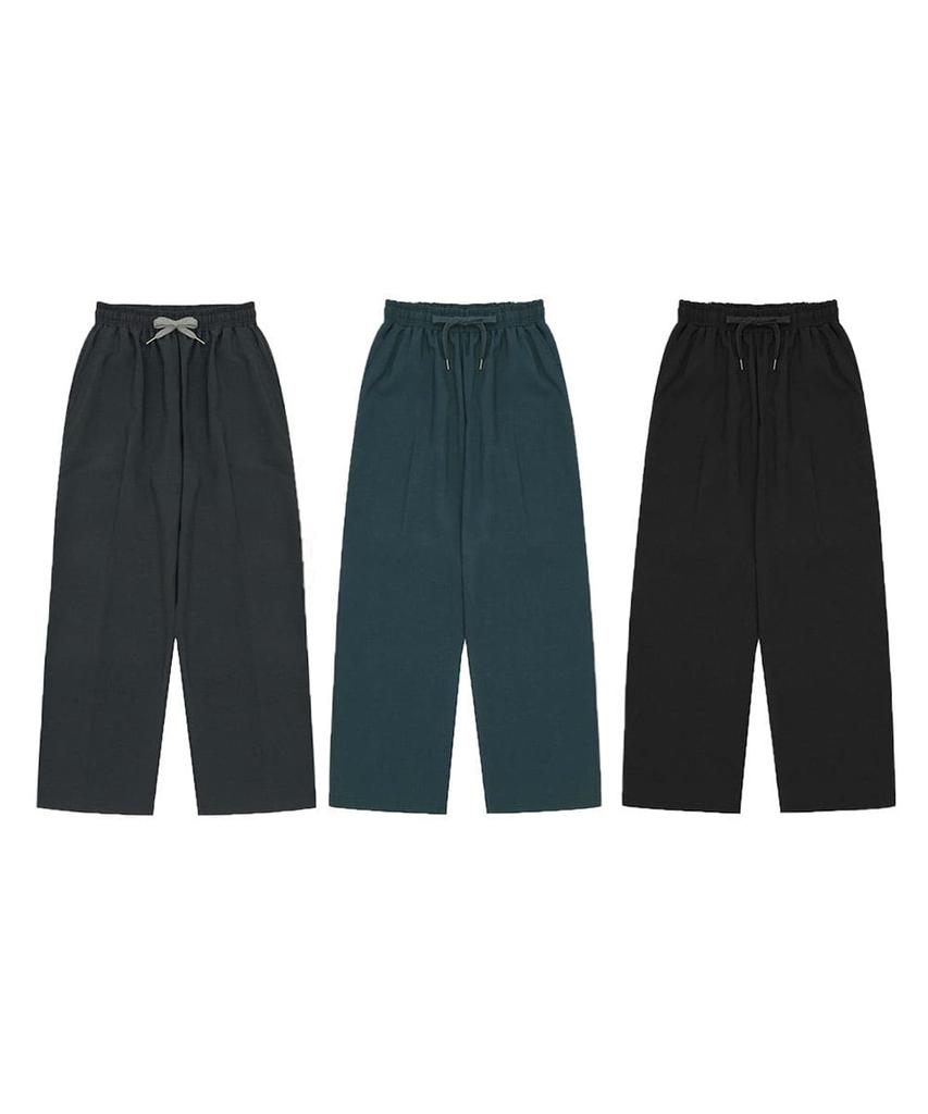 CREEDMENS Cooling Elastic Waist Wide Pants (Black)