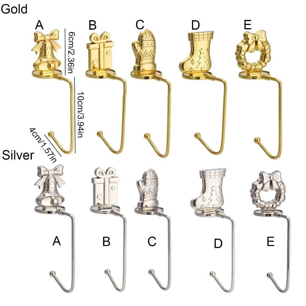 Non-rust Christmas Fireplace Sock Hook Decorative Xmas Door Wreath Hook Hanging Pendant