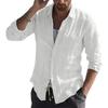 Camisa informal de algodón de manga larga de color liso para hombre de estilo europeo y americano - Envío gratuito