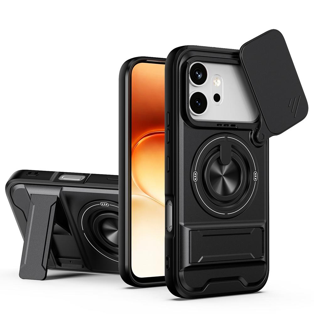 KEYSION Magnetic Phone Case for HONOR 600 600 Pro 5G Slide Camera Protection Upright Kickstand 360° Ring Shockproof Back Cover