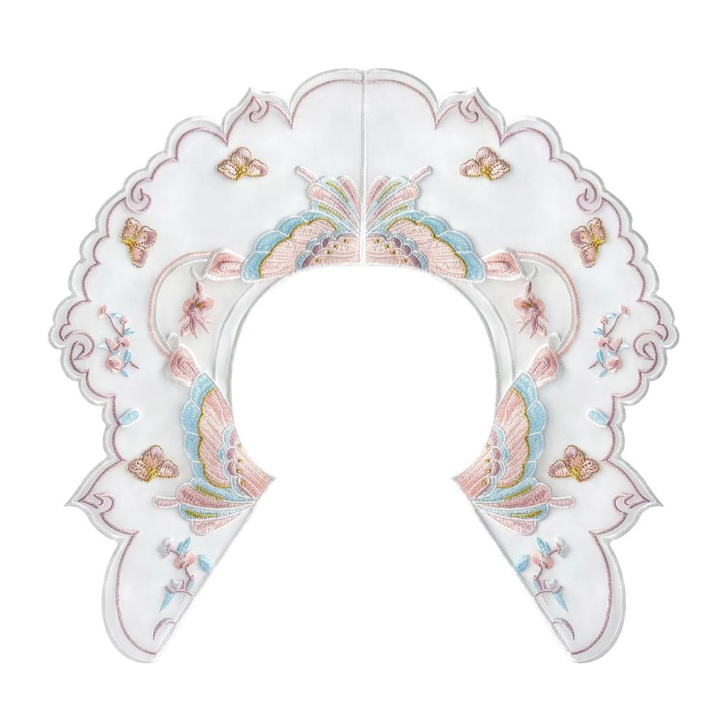 Butterfly Embroidery Fairy Fake Collar Organza Metal Thread Embroidery Embroidery Hanfu Accessories Three-Dimensional Embroidery Cloud Shoulder