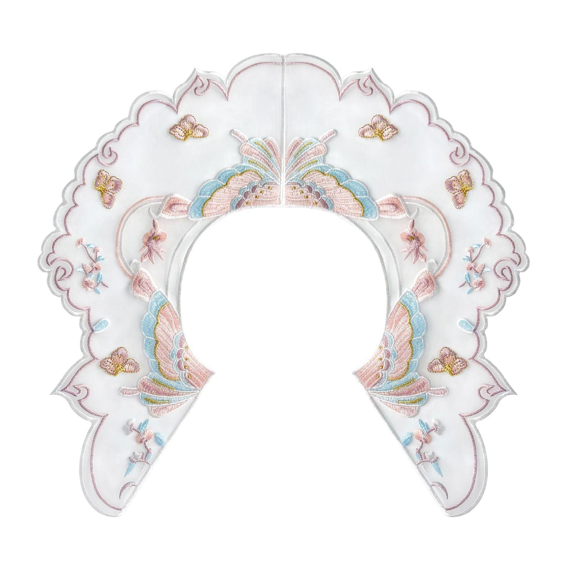 

Butterfly Embroidery Fairy Fake Collar Organza Metal Thread Embroidery Embroidery Hanfu Accessories Three-Dimensional Embroidery Cloud Shoulder
