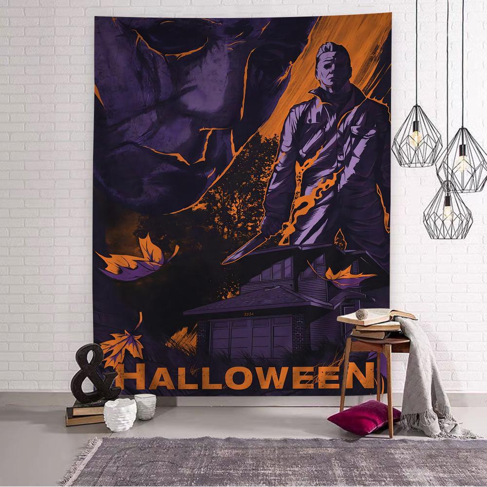 

American Horror Movies Halloween Michael Myers Printed Large Wall Tapestry Hanging Tarot Hippie Wall Rugs Dorm Home Decor 74x94cm(29x37in)
