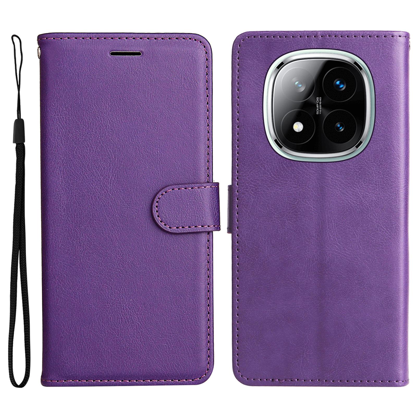 

Чехол для Xiaomi Redmi Note 14 Pro+ 5G/Note 14 Pro 5G/Poco X7 5G, однотонный кожаный чехол для мобильного телефона, кошелек-подставка с ремешком B