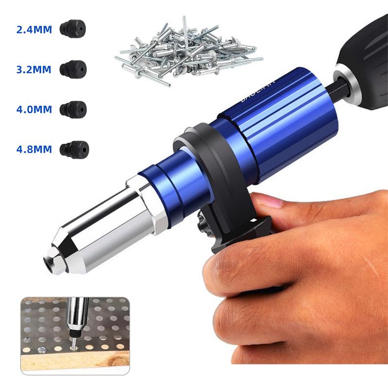 Electric Rivet Gun 2.4mm-4.8mm Rivet Nut Gun Drill Adapter Cordless Riveting Tool Insert Nut Pull Rivet Tool
