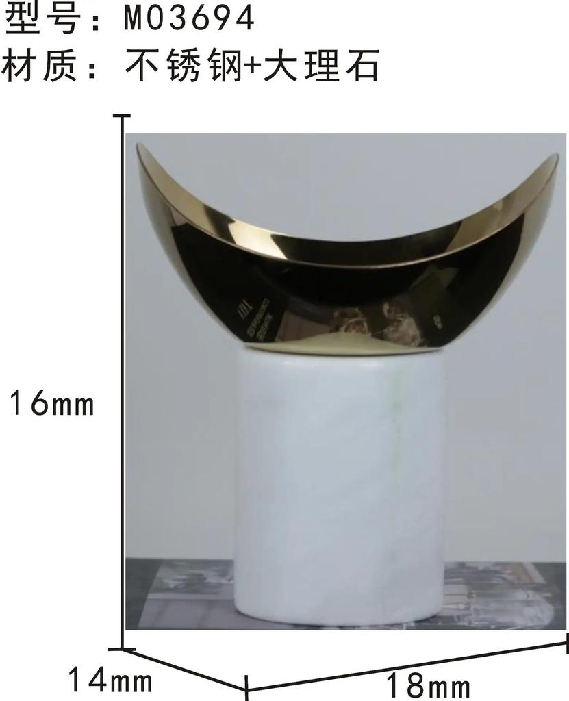 Light Luxury Marble Fruit Tray Decoration, Stainless Steel Tray, Irregular Metal Snack Tray Decoration in The Living Room