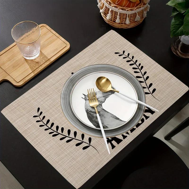 1PC Blessing Table Pad Printed Font Linen Meal Mat Kitchen Tables Decoration Placepads Party Anti Scalding Protection Desktop