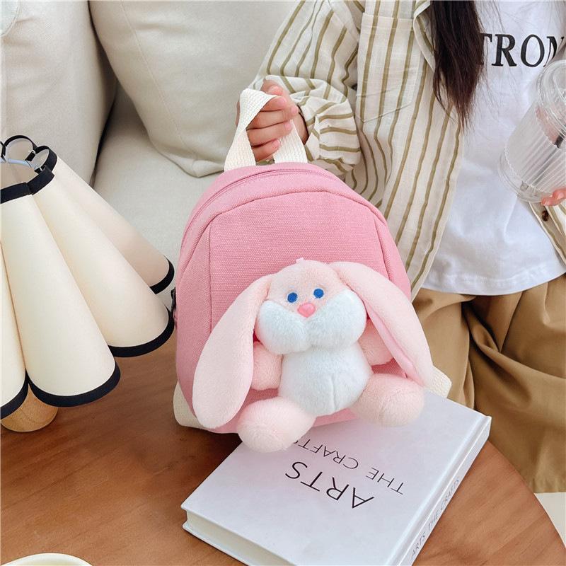 Adorable and Stylish Children's Backpack for Kindergarten Babies, with A Schoolbag-shaped Doll and A Rabbit-shaped Bag