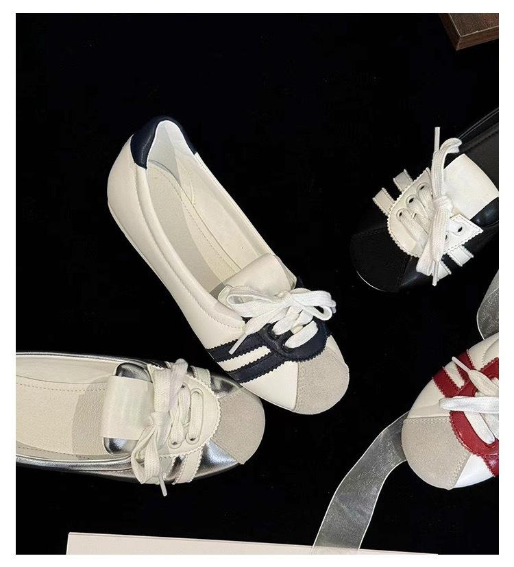 French Gentle Ballet Sneakers Women's Flat Bottom 2025 Summer New Series Breathable Little White Shoes One Pedal Board Shoes