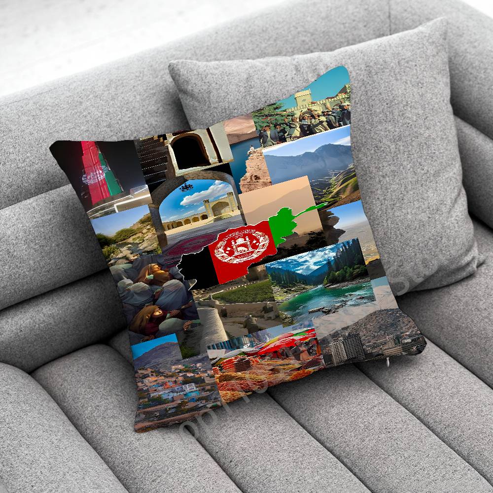 Flag Afghan Afghanistan Passport Map Throw Pillow Case For 55x55cm 30x30cm 50x50cm 45x45cm 40x40cm Square Chair Pillowcase Case