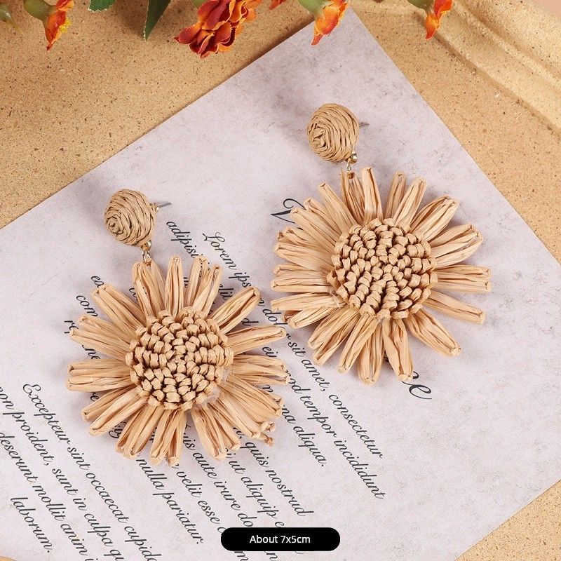 Rattan Fashion Seaside Vintage Ear Jewelry Female Flowers